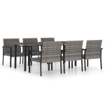 Vidaxl ensemble de salle  manger de jardin 7 pcs rsine tresse gris