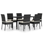 Vidaxl ensemble de salle  manger de jardin 7 pcs rsine tresse noir