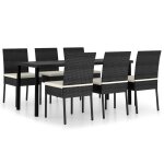 Vidaxl ensemble de salle � manger de jardin 7 pcs r�sine tress�e noir