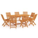 Vidaxl ensemble de salle � manger de jardin 9 pcs bois de teck massif