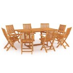 Vidaxl ensemble de salle � manger de jardin 9 pcs bois de teck massif