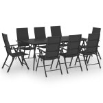 Vidaxl ensemble de salle  manger de jardin 9 pcs noir