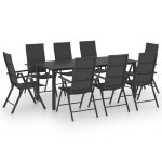 Vidaxl ensemble de salle � manger de jardin 9 pcs noir