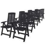Vidaxl ensemble de salle  manger de jardin 9 pcs plastique anthracite