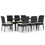 Vidaxl ensemble de salle  manger de jardin 9 pcs rsine tresse noir