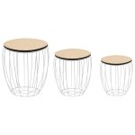 Vidaxl ensemble de table basse contreplaqu� de peuplier fer 3 pcs
