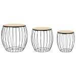 Vidaxl ensemble de table basse contreplaqué de peuplier fer 3 pcs Vidaxl ensemble de table basse contreplaqué de peuplier fer 3 pcs