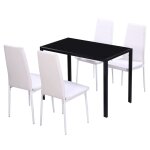 Vidaxl ensemble de table à manger cinq pièces noir et blanc Vidaxl ensemble de table à manger cinq pièces noir et blanc