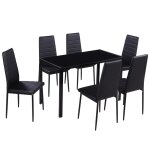 Vidaxl ensemble de table � manger sept pi�ces noir