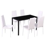 Vidaxl ensemble de table à manger sept pièces noir et blanc Vidaxl ensemble de table à manger sept pièces noir et blanc