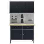 Vidaxl Établi avec 3 panneaux muraux et 1 armoire Vidaxl Établi avec 3 panneaux muraux et 1 armoire