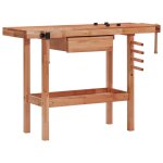 Vidaxl Établi de menuiserie avec tiroir et 2 étaux bois dur Vidaxl Établi de menuiserie avec tiroir et 2 étaux bois dur