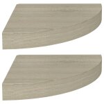 Vidaxl tagres d'angle flottantes 2 pcs chne 25x25x3, 8 cm mdf