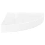 Vidaxl tagre d'angle flottante blanc brillant 25x25x3, 8 cm mdf