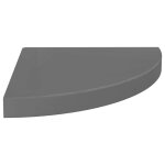Vidaxl tagre d'angle flottante gris brillant 35x35x3, 8 cm mdf