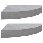 Vidaxl �tag�res d'angle murales 2 pcs gris b�ton 35x35x3, 8 cm mdf