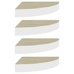 Vidaxl tagres d'angle murales 4 pcs chne et blanc 25x25x3, 8 cm mdf