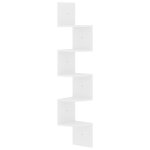 Vidaxl tagre d'angle murale blanc brillant 19x19x123 cm agglomr