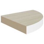 Vidaxl tagre d'angle murale chne et blanc 25x25x3, 8 cm mdf