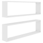 Vidaxl tagres cube murales 2 pcs blanc 100x15x30 cm agglomr