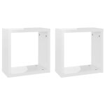 Vidaxl tagres cube murales 2 pcs blanc brillant 30x15x30 cm