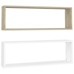 Vidaxl �tag�res cube murales 2 pcs blanc / ch�ne 80x15x26, 5 cm agglom�r�