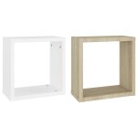 Vidaxl tagres cube murales 2 pcs blanc et chne sonoma 30x15x30 cm