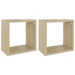 Vidaxl tagres cube murales 2 pcs chne sonoma 26x15x26 cm
