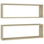 Vidaxl tagres cube murales 2 pcs chne sonoma 80x15x26, 5cm agglomr