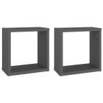 Vidaxl tagres cube murales 2 pcs gris 30x15x30 cm