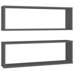 Vidaxl �tag�res cube murales 2 pcs gris 80x15x26, 5 cm agglom�r�