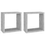 Vidaxl tagres cube murales 2 pcs gris bton 30x15x30 cm