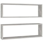 Vidaxl tagres cube murales 2 pcs gris bton 80x15x26, 5 cm agglomr