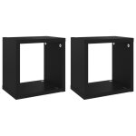 Vidaxl tagres cube murales 2 pcs noir 22x15x22 cm