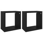 Vidaxl tagres cube murales 2 pcs noir 26x15x26 cm