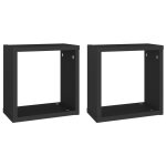 Vidaxl tagres cube murales 2 pcs noir 30x15x30 cm