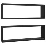 Vidaxl tagres cube murales 2 pcs noir 80x15x26, 5 cm agglomr