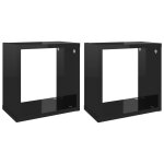 Vidaxl tagres cube murales 2 pcs noir brillant 26x15x26 cm