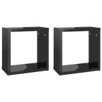 Vidaxl tagres cube murales 2 pcs noir brillant 30x15x30 cm