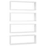 Vidaxl tagres cube murales 4 pcs blanc 80x15x26, 5 cm agglomr