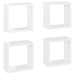 Vidaxl tagres cube murales 4 pcs blanc brillant 30x15x30 cm
