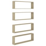 Vidaxl tagres cube murales 4 pcs chne sonoma 100x15x30 cm agglomr