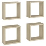 Vidaxl tagres cube murales 4 pcs chne sonoma 30x15x30 cm