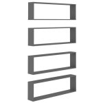 Vidaxl tagres cube murales 4 pcs gris 100x15x30 cm agglomr