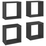 Vidaxl �tag�res cube murales 4 pcs gris 26x15x26 cm