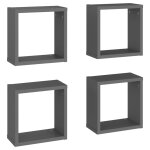 Vidaxl tagres cube murales 4 pcs gris 30x15x30 cm