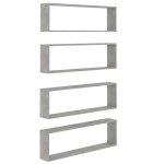 Vidaxl tagres cube murales 4 pcs gris bton 100x15x30 cm agglomr