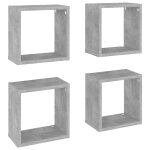 Vidaxl tagres cube murales 4 pcs gris bton 26x15x26 cm