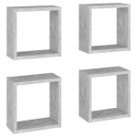 Vidaxl tagres cube murales 4 pcs gris bton 30x15x30 cm