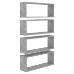Vidaxl �tag�res cube murales 4 pcs gris b�ton 60x15x23 cm agglom�r�